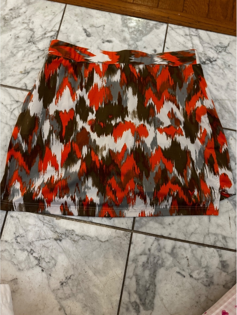 Callaway Womens Golf Skort Size L 8/10 Orange Brown Gray Print Built In Shorts